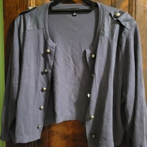 Torrid blue gray military crop cardigan, size 3